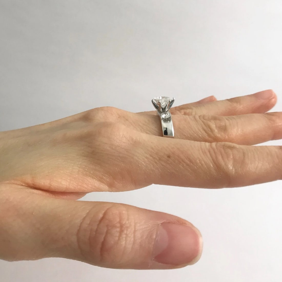 Round 3-Stone Diamond Engagement Ring Setting Mounting 14K White Gold, .70 CTW - 5