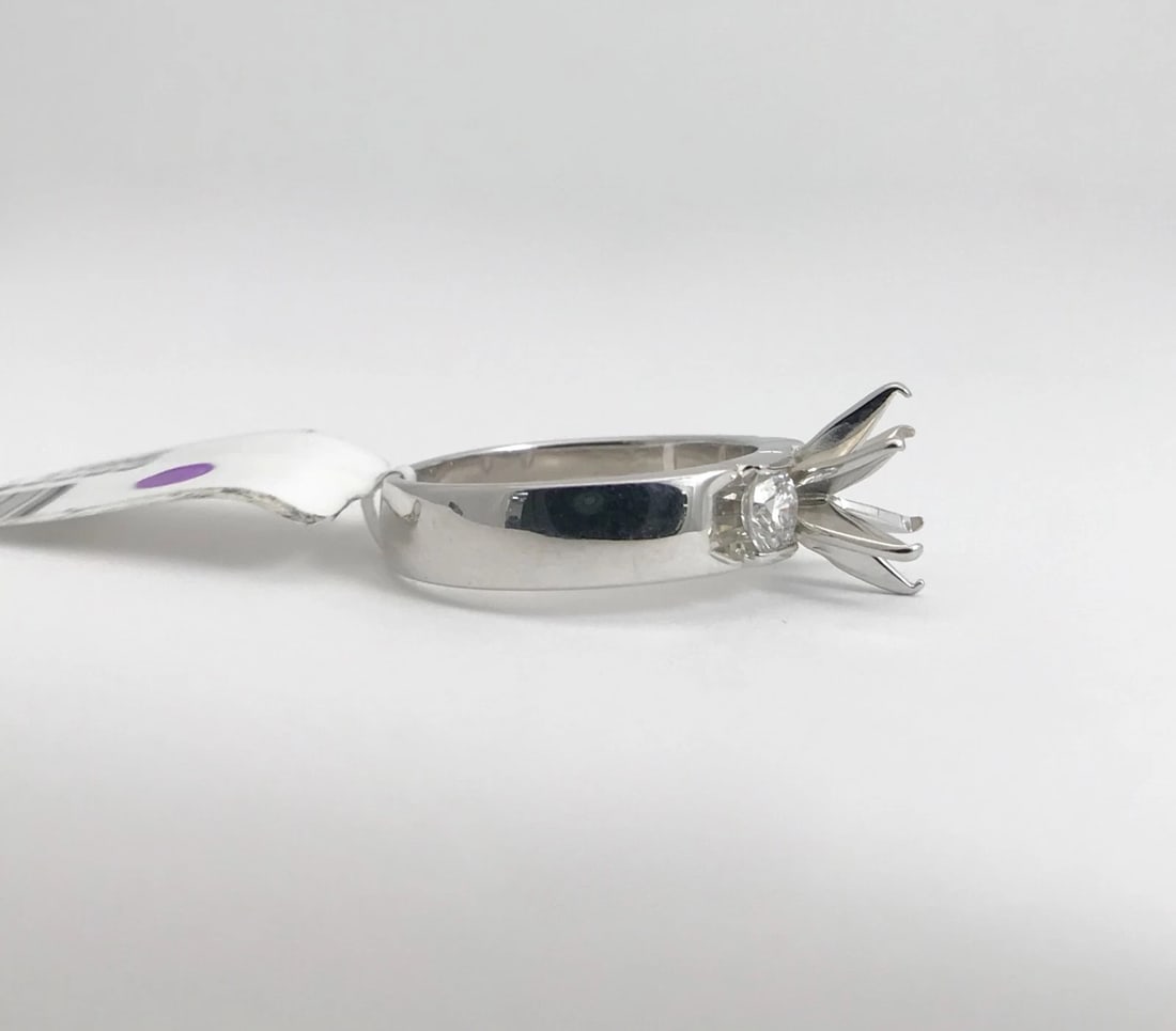 Round 3-Stone Diamond Engagement Ring Setting Mounting 14K White Gold, .70 CTW - 9