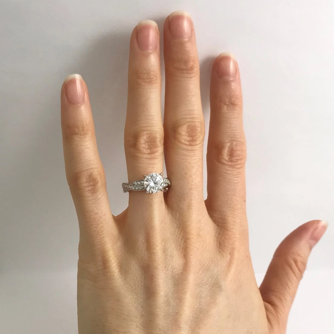 Round Diamond Crisscross Platinum Engagement Ring Setting Mounting, .50 CTW - 7