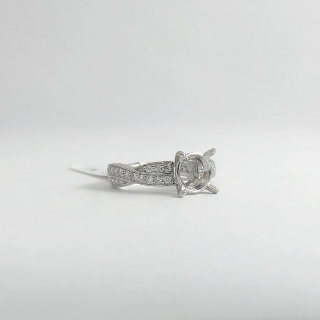 Round Diamond Crisscross Platinum Engagement Ring Setting Mounting, .50 CTW - 8