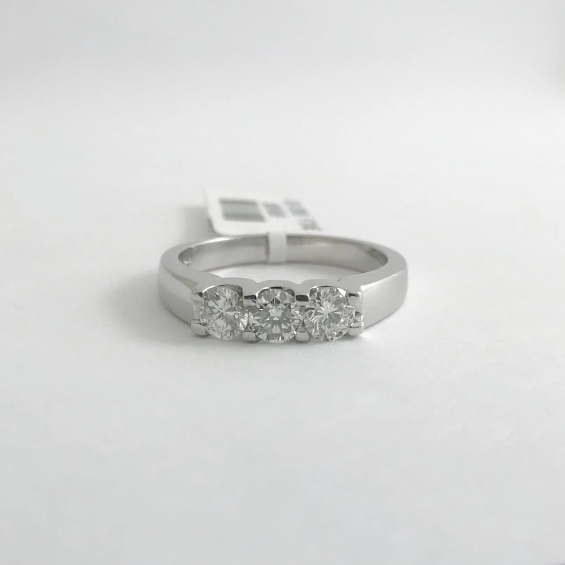 Round 3-Stone Diamond Platinum Wedding Band Ring .56 CTW, Size 6.25, 6.13 Grams - 7