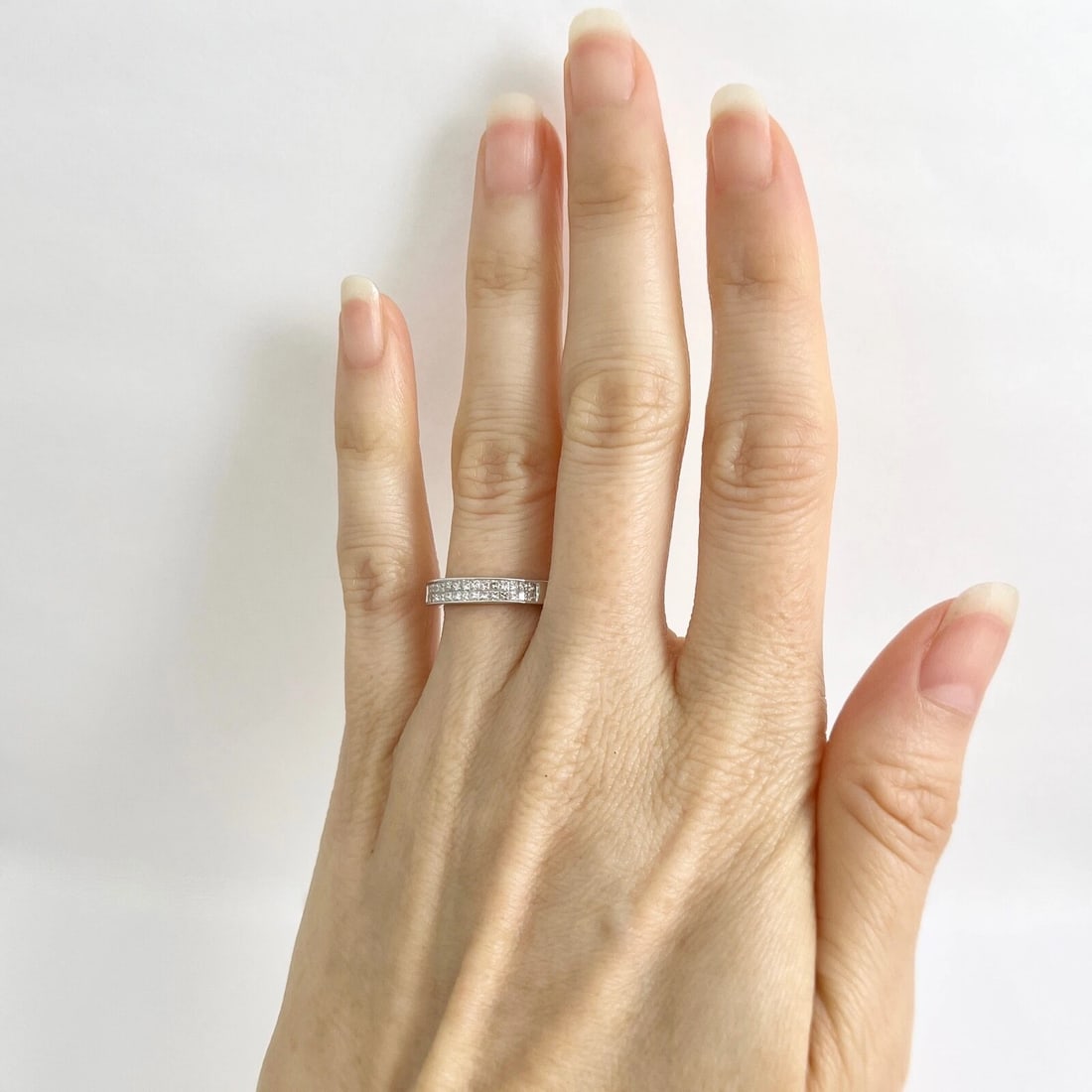 Princess Cut Invisible Set Diamond Ring Wedding Band 14K White Gold, 2.49 Grams - 3