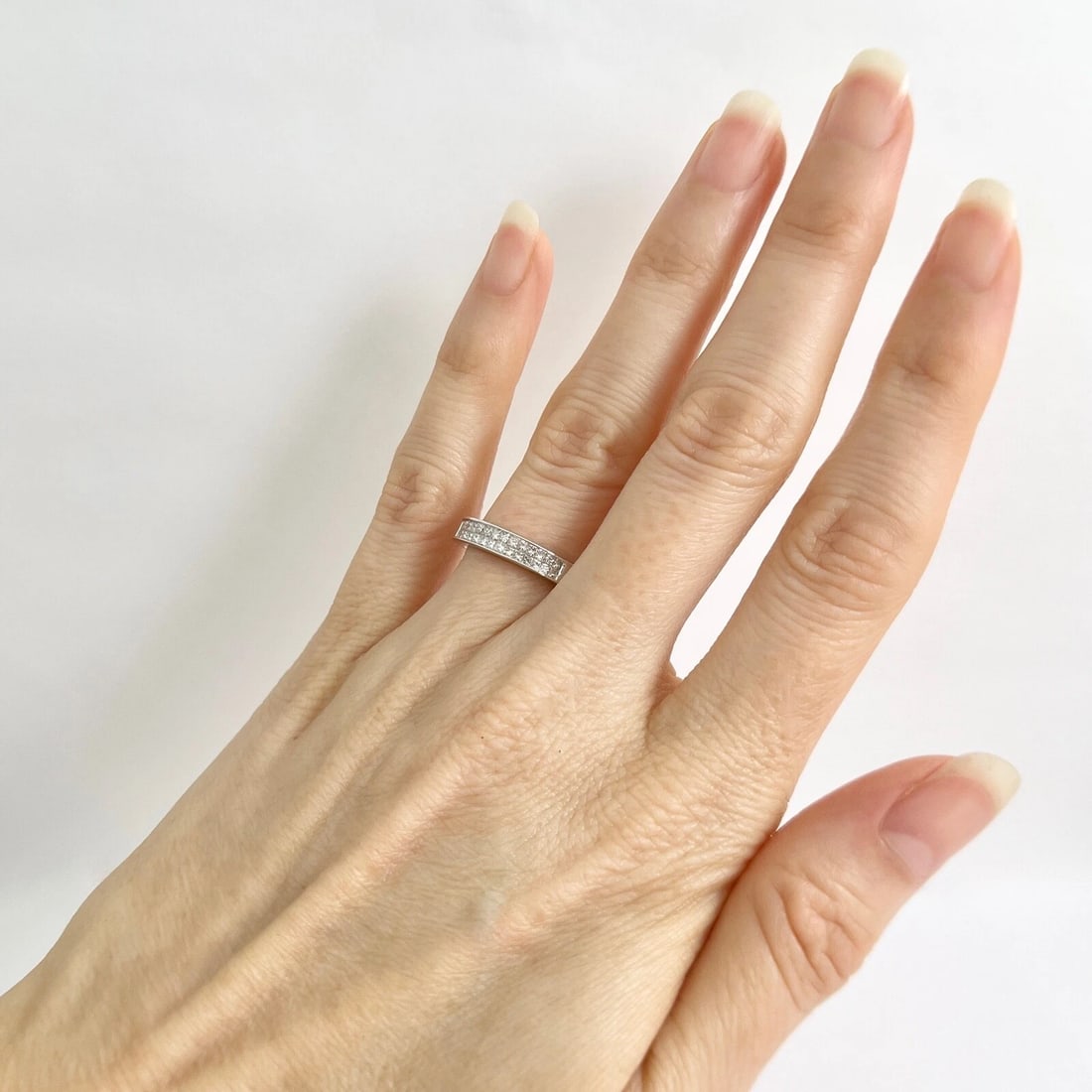 Princess Cut Invisible Set Diamond Ring Wedding Band 14K White Gold, 2.49 Grams - 5