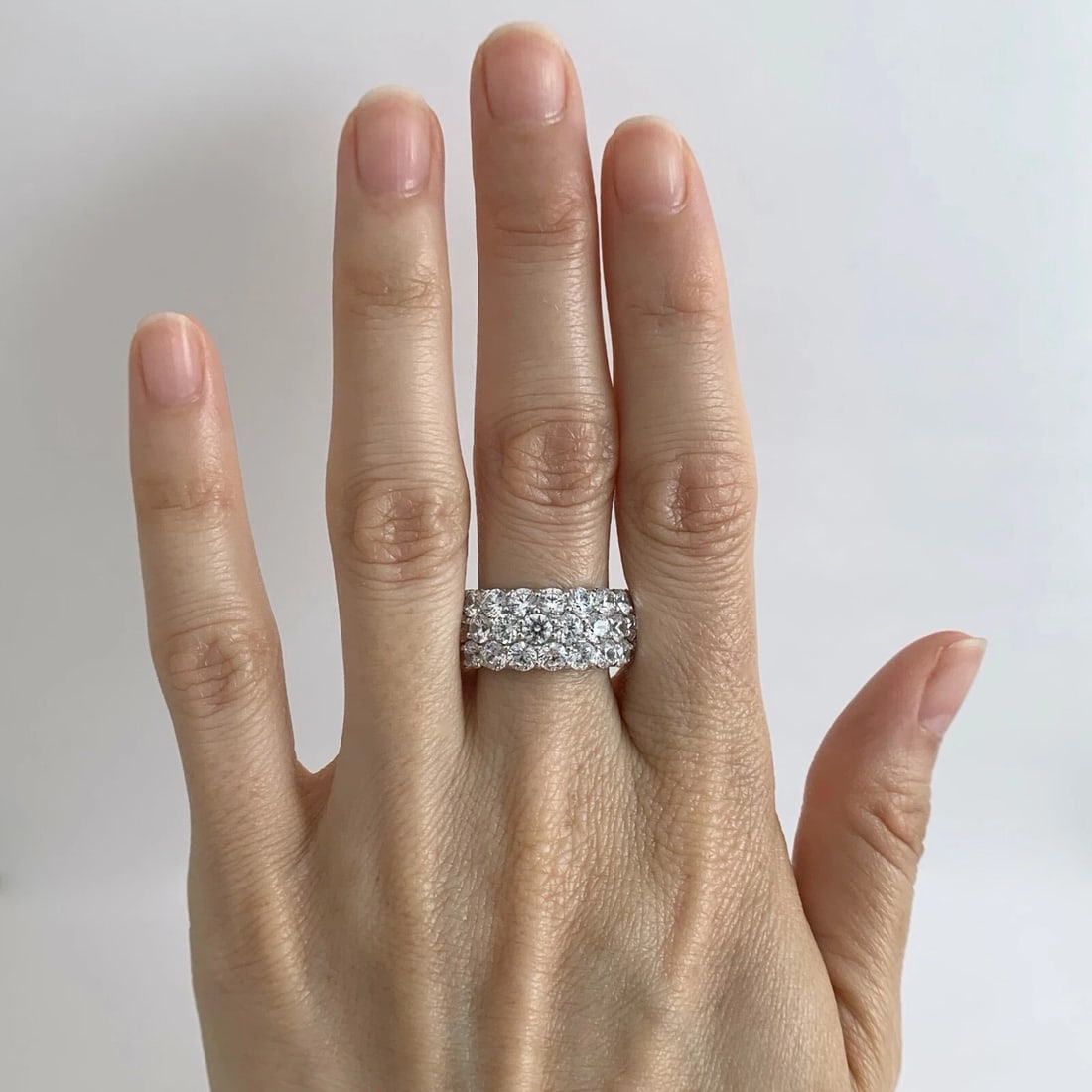 Wide CZ Cubic Zirconia Eternity Wedding Band Ring Sterling Silver, 11.23 Grams - 2