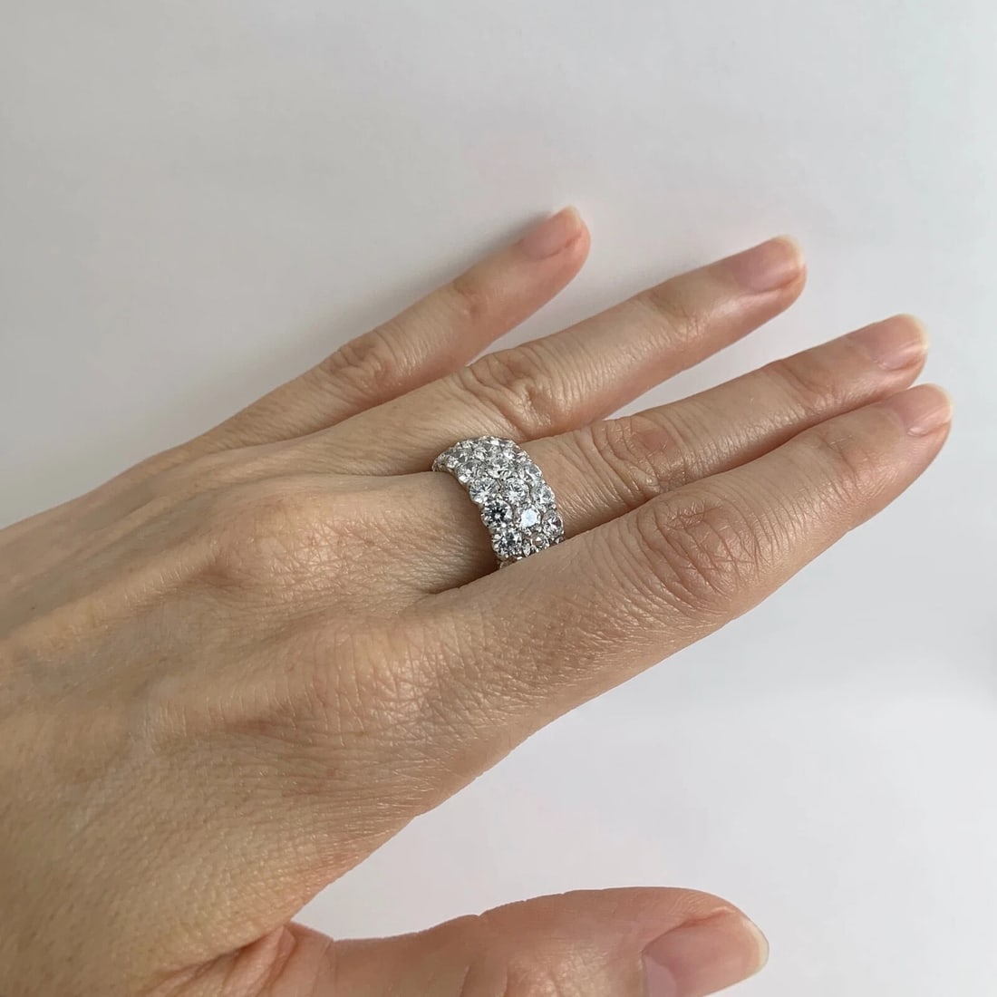 Wide CZ Cubic Zirconia Eternity Wedding Band Ring Sterling Silver, 11.23 Grams - 4