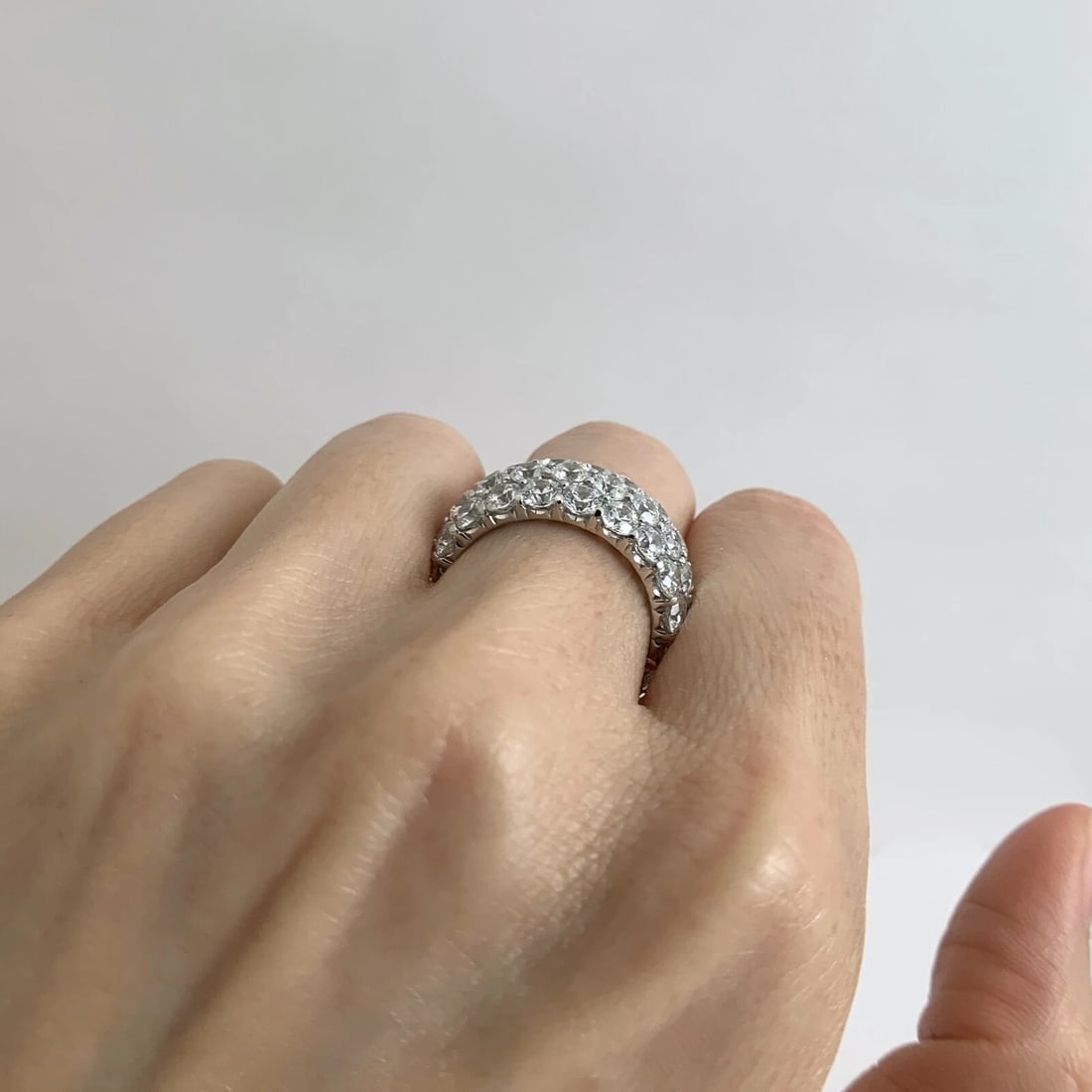 Wide CZ Cubic Zirconia Eternity Wedding Band Ring Sterling Silver, 11.23 Grams - 5