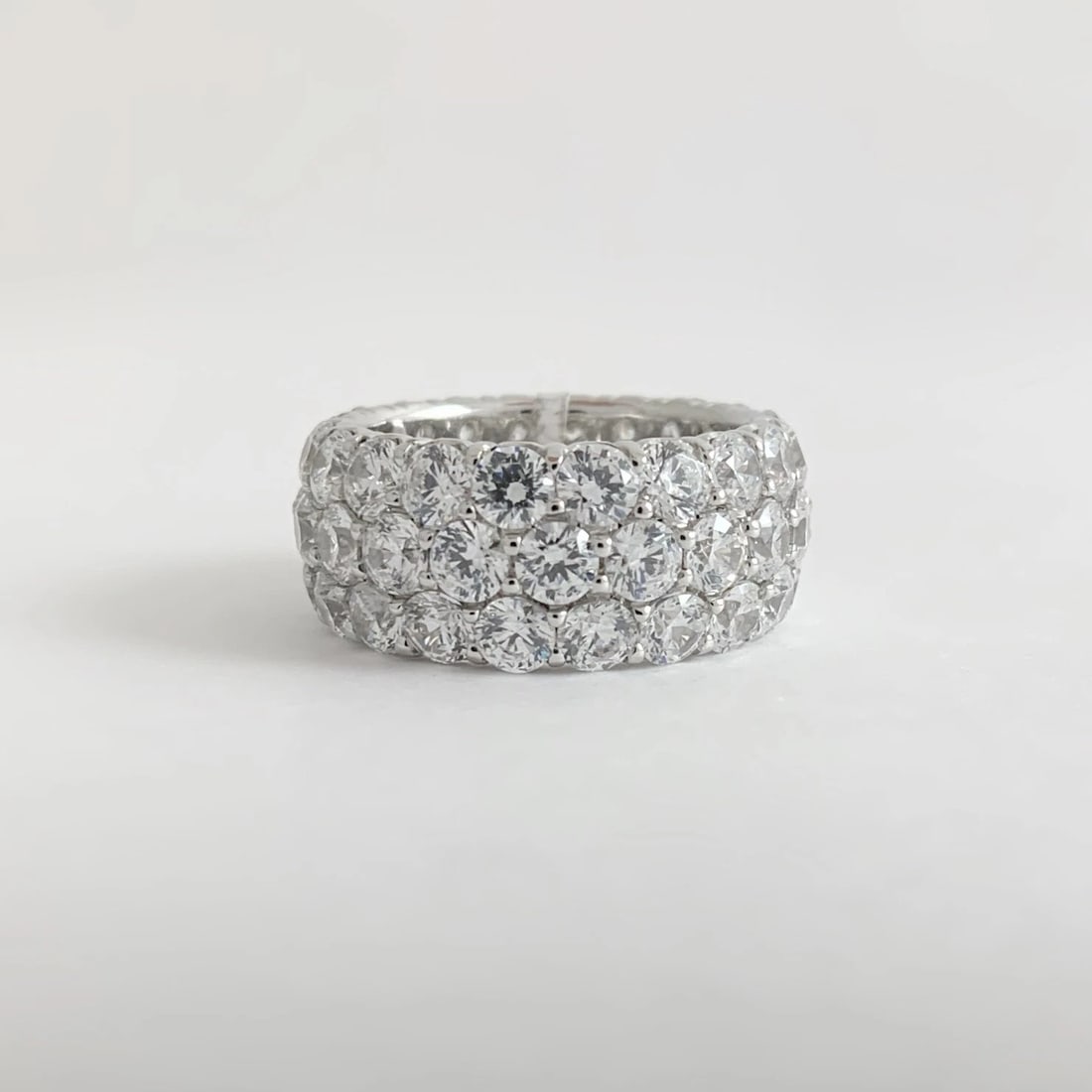 Wide CZ Cubic Zirconia Eternity Wedding Band Ring Sterling Silver, 11.23 Grams - 6