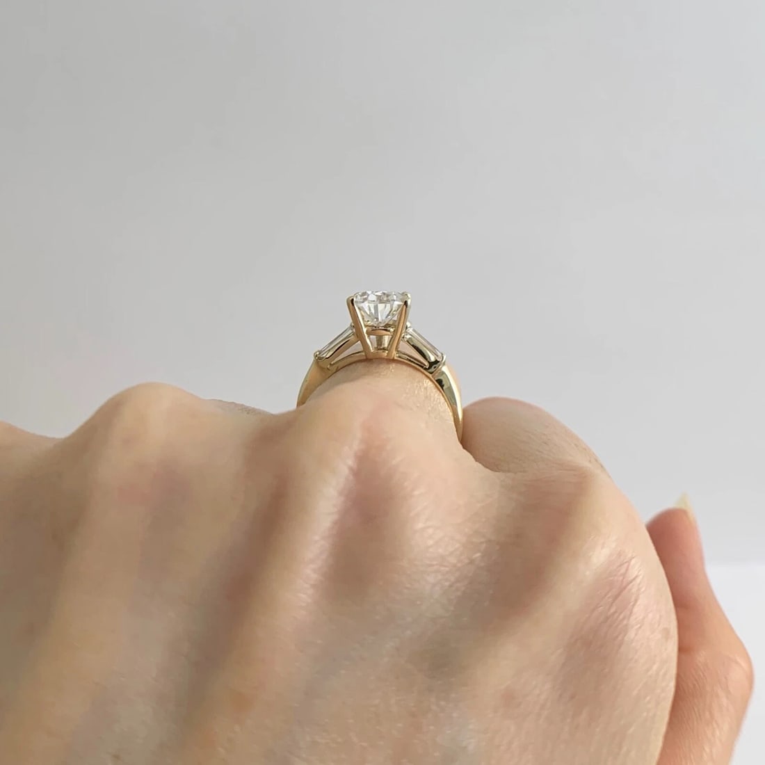 Pear Tapered Baguette CZ Cubic Zirconia Engagement Ring 14K Yellow Gold, 2.26 Gr - 5