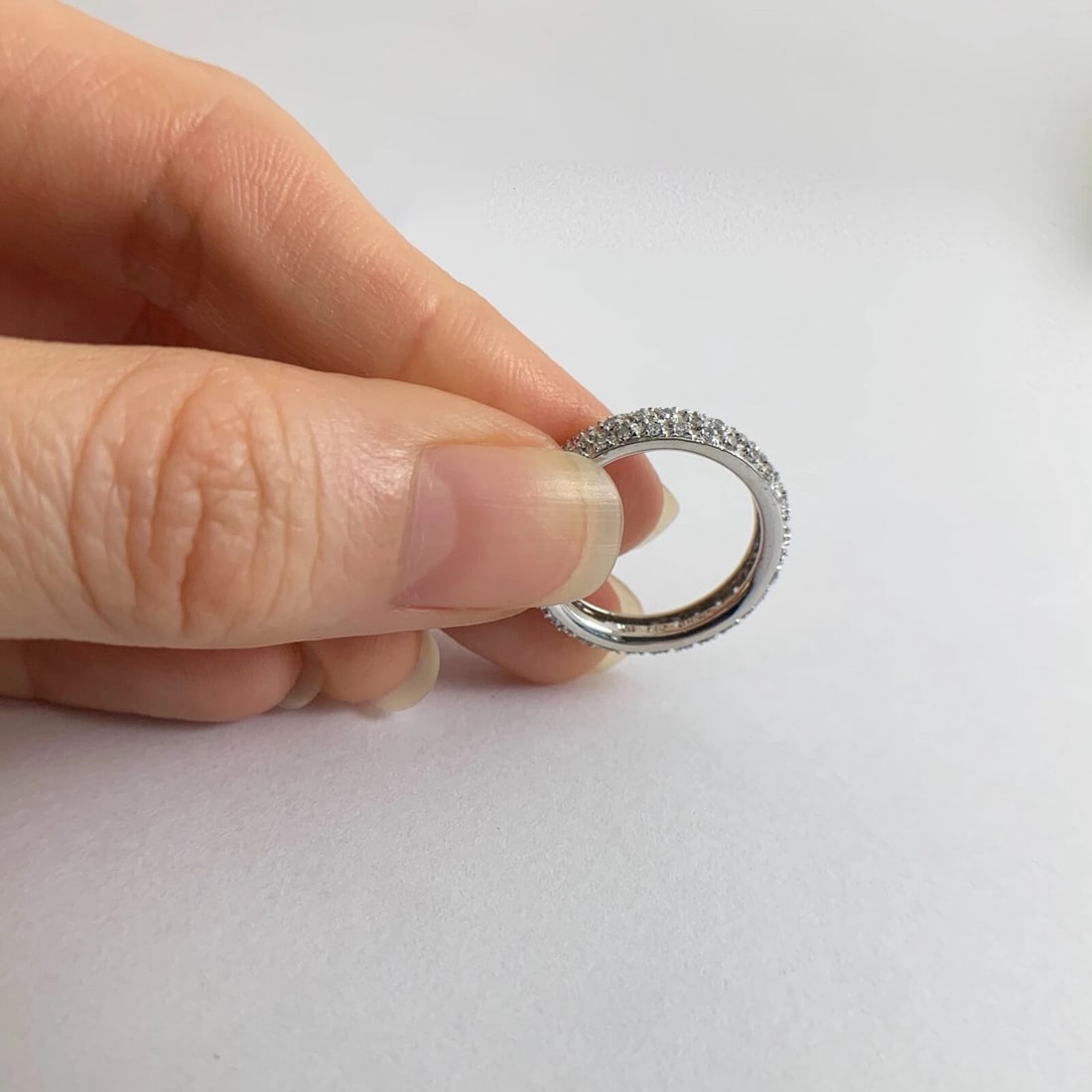 Round Pave Diamond Eternity Wedding Band Ring 14K White Gold, 2.88 Grams - 7