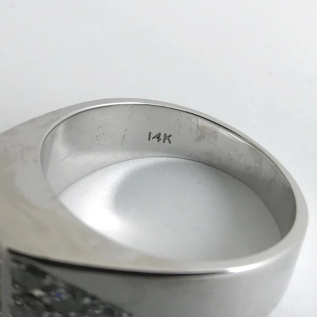 Men's Diamond Flat Top Wedding Band Ring 14K White Gold, 1.36 CTW, 12.66 Grams - 12