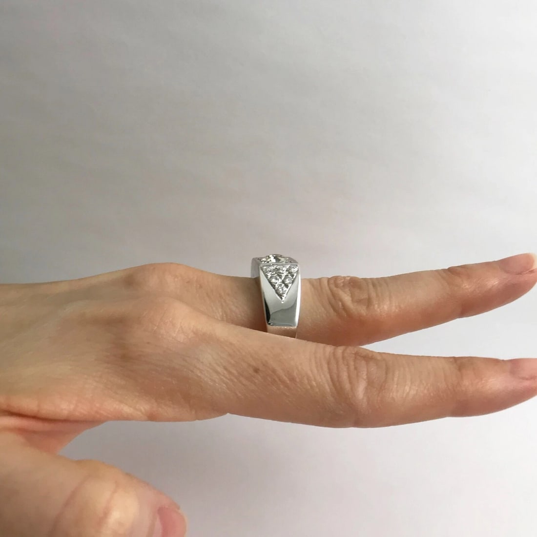 Men's Diamond Flat Top Wedding Band Ring 14K White Gold, 1.36 CTW, 12.66 Grams - 5