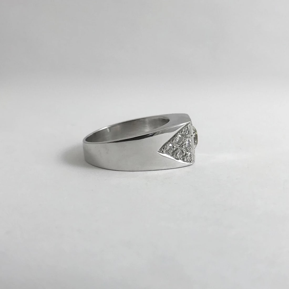 Men's Diamond Flat Top Wedding Band Ring 14K White Gold, 1.36 CTW, 12.66 Grams - 9