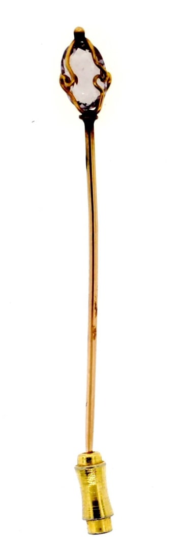 UNIQUE 9k Yellow Gold & Carved Amethyst Stick Pin! (1 of 2)