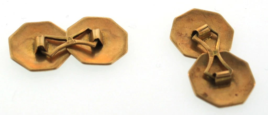 G'DAY MATE! Victorian 10k Yellow Gold and Blue Enamel Cufflinks, English, c.1900 - 4