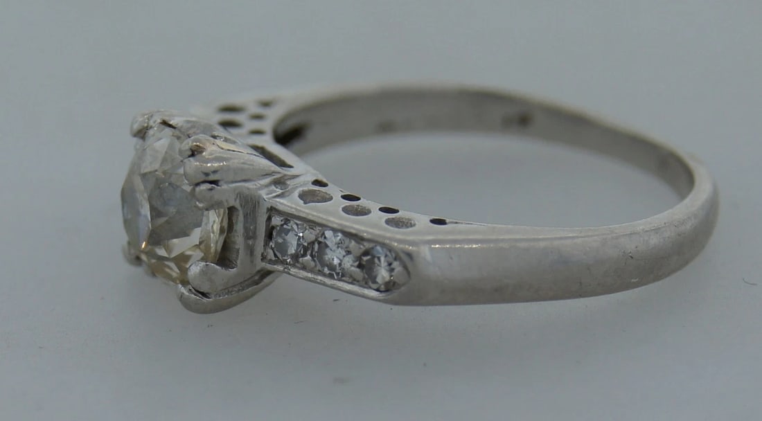 Art Deco ENGAGEMENT RING and ETERNITY WEDDING BAND DIAMOND PLATINUM 1910s - 5