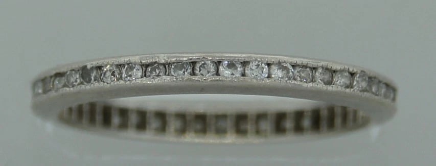 Art Deco ENGAGEMENT RING and ETERNITY WEDDING BAND DIAMOND PLATINUM 1910s - 7