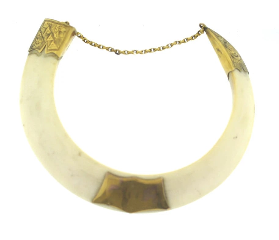 ANTIQUE VICTORIAN 9K YELLOW GOLD ELBOW BRACELET BANGLE STAMPED UNIQUE (1 of 7)