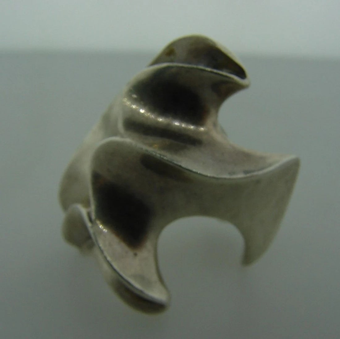 GROOVY Sterling Silver Geometrical Ring Signed SB - 4