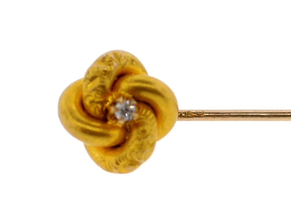 GORGEOUS 10k Yellow Gold & Diamond Stick Pin Circa 1900s! (1 of 4)
