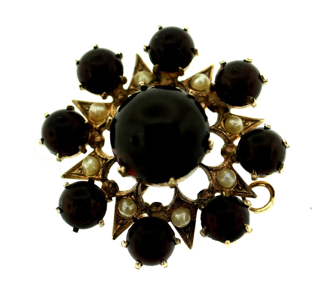 C.1930 CABACHON GARNET PENDANT PIN BROOCH ADORABLE LOVELY GIFT (1 of 1)