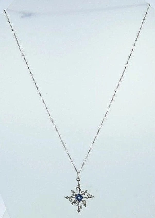 Cathy Waterman Platinum Aquamarine Snowflake Pendant Necklace (1 of 7)