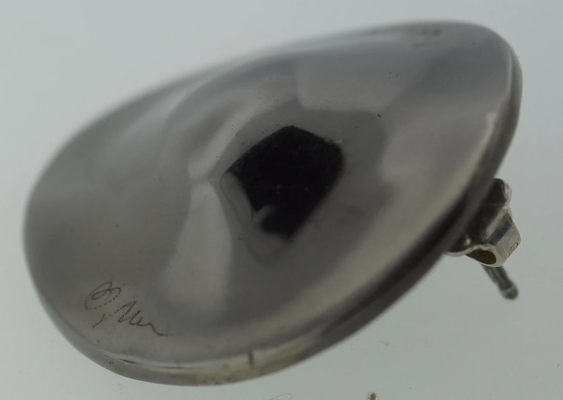 STYLISH SILVER EARRINGS C.1970 SIGNED STAMPED - 3