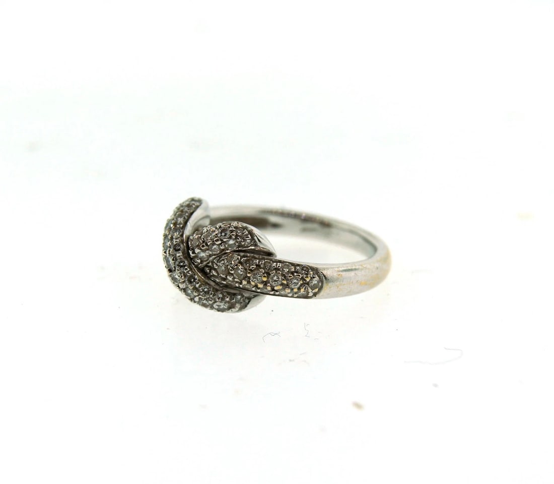 NICE 18k White and Yellow Gold & Micro Pave Diamond X Knot Ring - 2