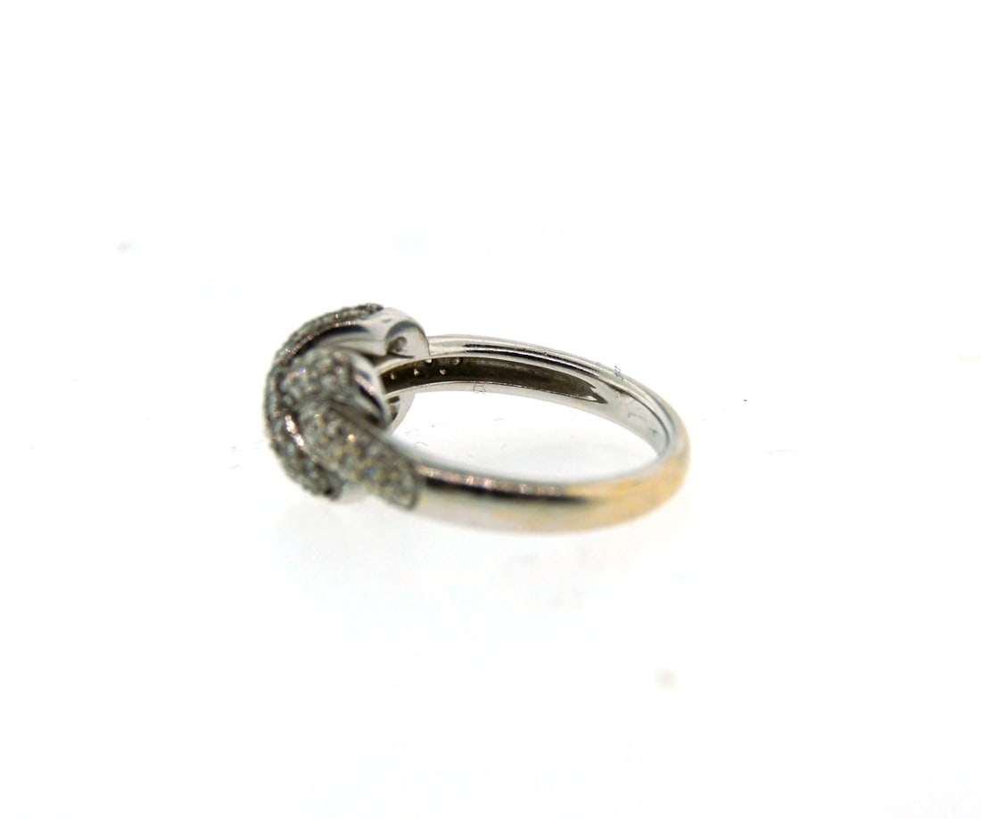 NICE 18k White and Yellow Gold & Micro Pave Diamond X Knot Ring - 3