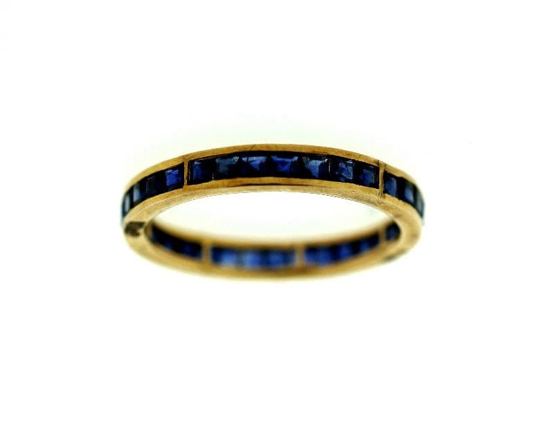 C.1960 VINTAGE 14K YELLOW GOLD SAPPHIRE BAND RING TIMELESS STYLISH (1 of 6)