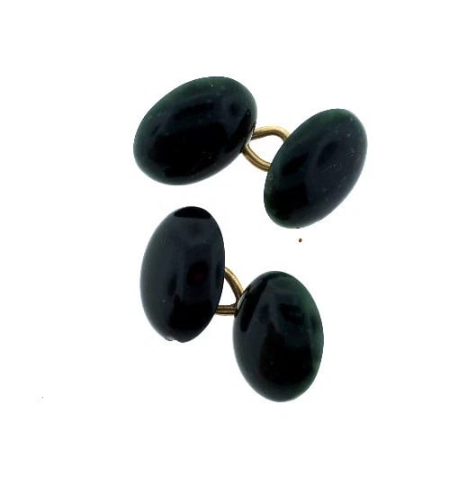 VINTAGE C.1960 JADE 14K YELLOW GOLD CUFFLINKS (1 of 8)