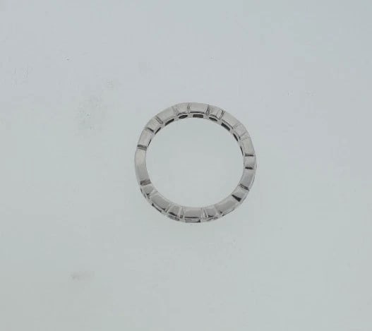 14K WHITE GOLD DIAMOND MODERN BAND RING WEDDING ROUND & PRINCESS CUT LOVELY - 7