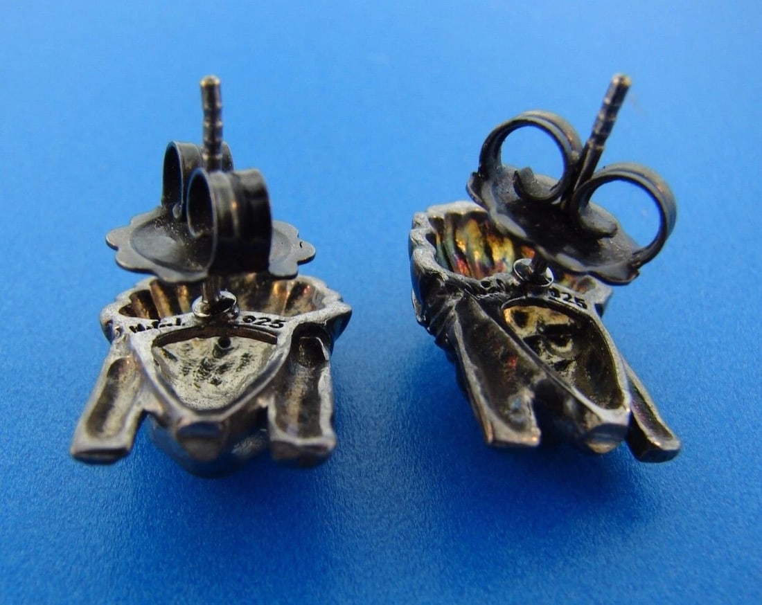 TRIBAL M.C.L. American Indian Sterling Silver & Turquoise Earrings - 3