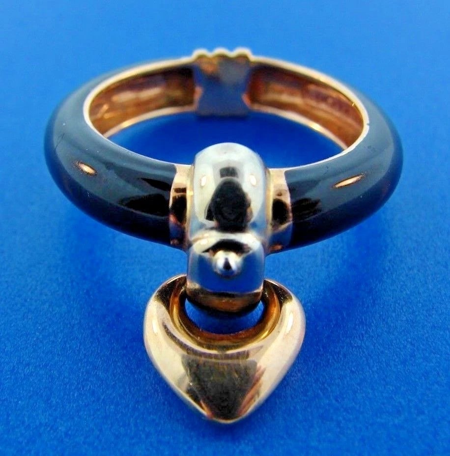 HEART YOU Nouvelle Bague 18k Yellow & White Gold & Enamel Heart Ring: Title: HEART YOU Nouvelle Bague 18k Yellow & White Gold & Enamel Heart RingDescription: Nouvelle Bague 18k Yellow & White Gold & Enamel Heart Ring · This is a most for a collector. The weight