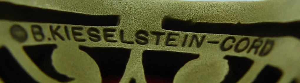 KIESELSTEIN-CORD CARVED ART GLASS INTAGLIO & GOLD RING - Unisex! Bold! Fun! - 7