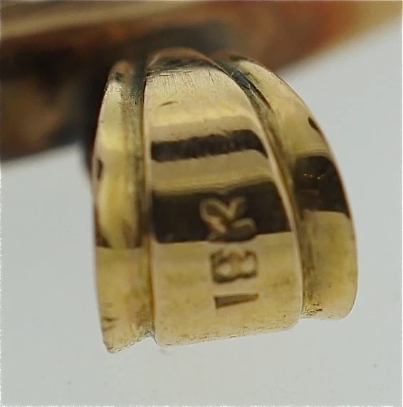 PIETRA DURA 18K YELLOW GOLD C.1950 PENDANT. MARKED. FLOWER COLORED STONES - 3