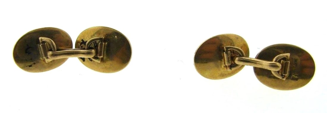 UNIQUE 14k Yellow Gold & Moonstone Cufflinks and Stud Set Circa 1900s - 3