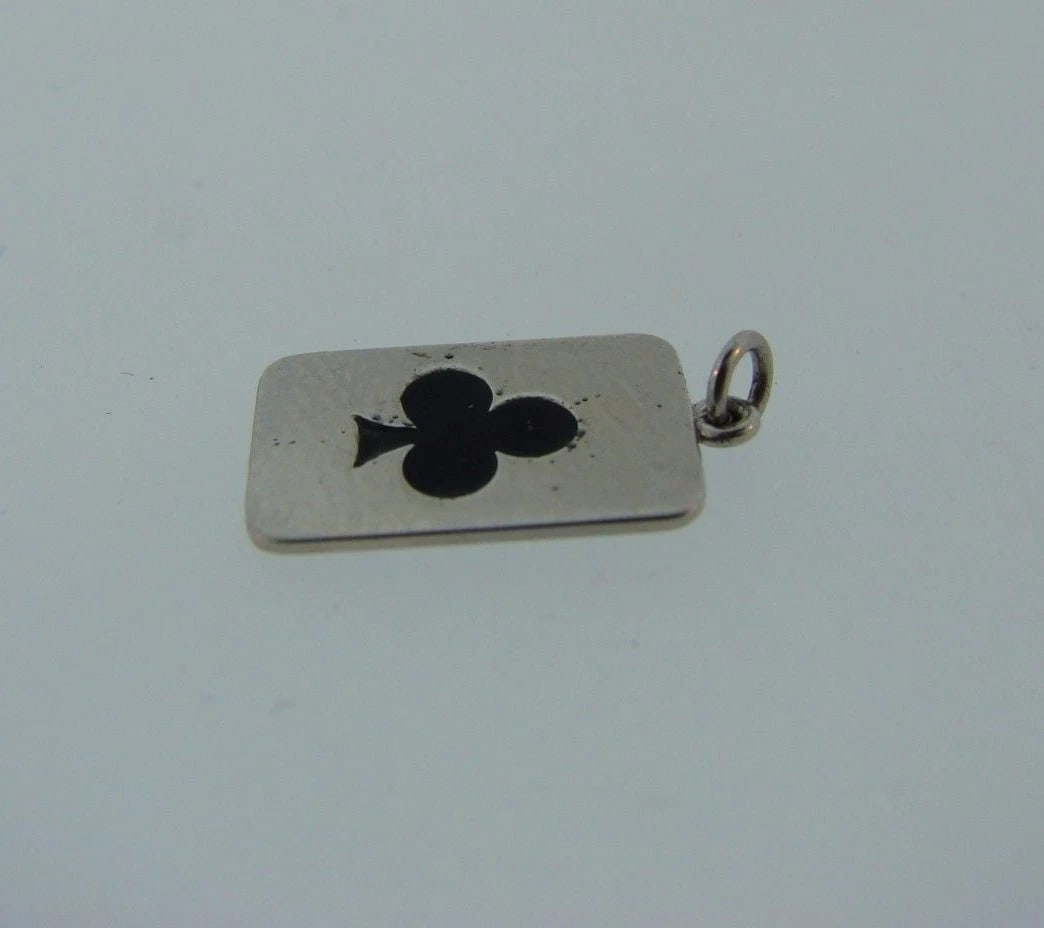 FUN Art Deco Platinum & Enamel Deck of Cards Charm Circa 1920s - 2