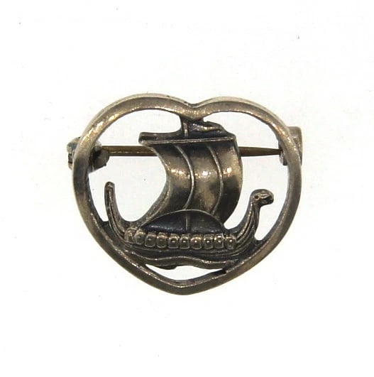 COOL Sterling Silver Denmark Ship Pin Circa 1950! (1 of 3)