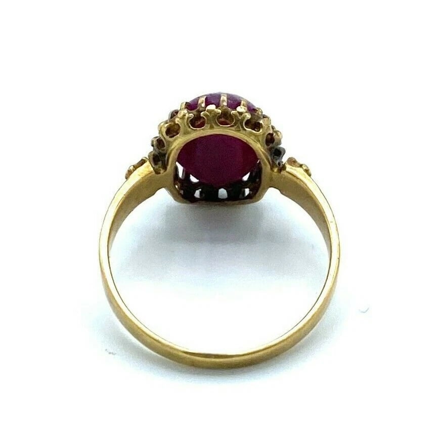 C.1900 18K YELLOW GOLD NATURAL DEEP RED RUBY 3 CTS RING VICTORIAN - 4
