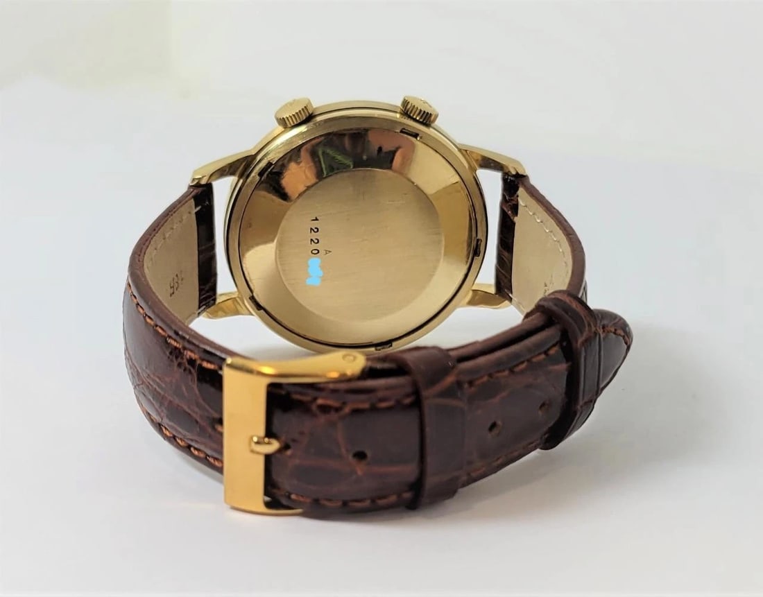 Vintage 18k JAEGER-LeCOULTRE Automatic MEMOVOX Alarm Watch Cal.825 RARE SERVICED - 4