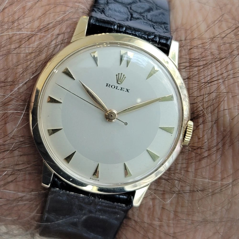 Rolex Precision 14k Solid Gold Mens Manual Wind Dress Watch 1950s Vintage RA709 - 13