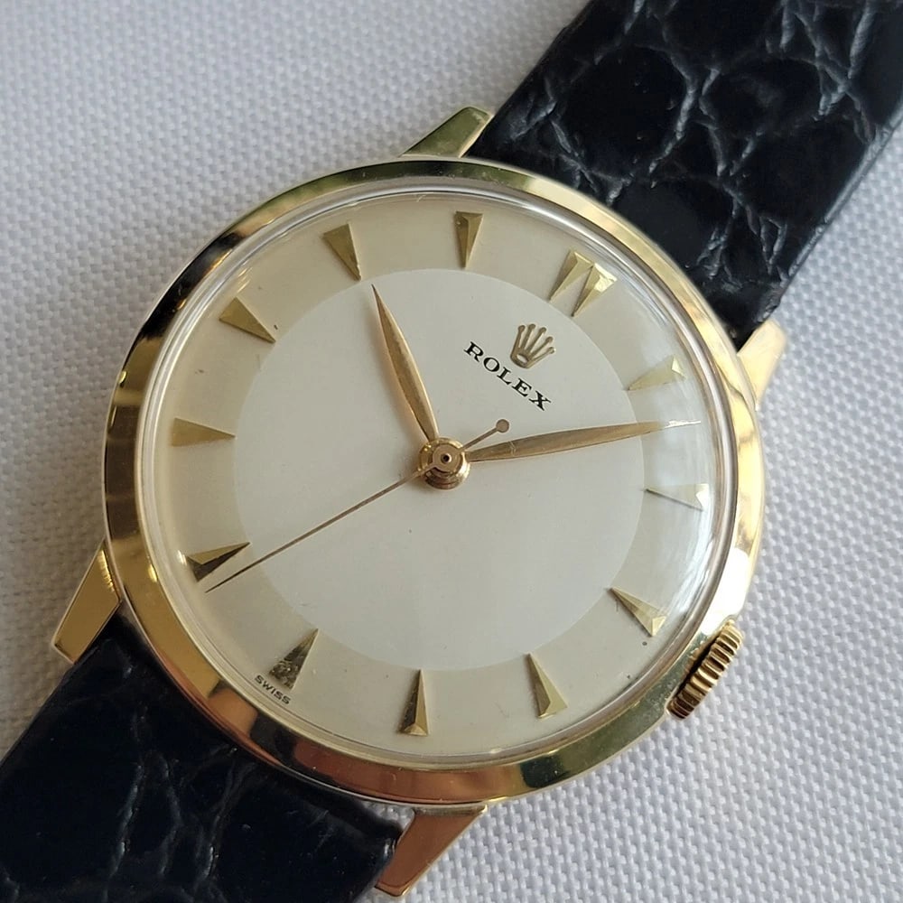 Rolex Precision 14k Solid Gold Mens Manual Wind Dress Watch 1950s Vintage RA709 - 4