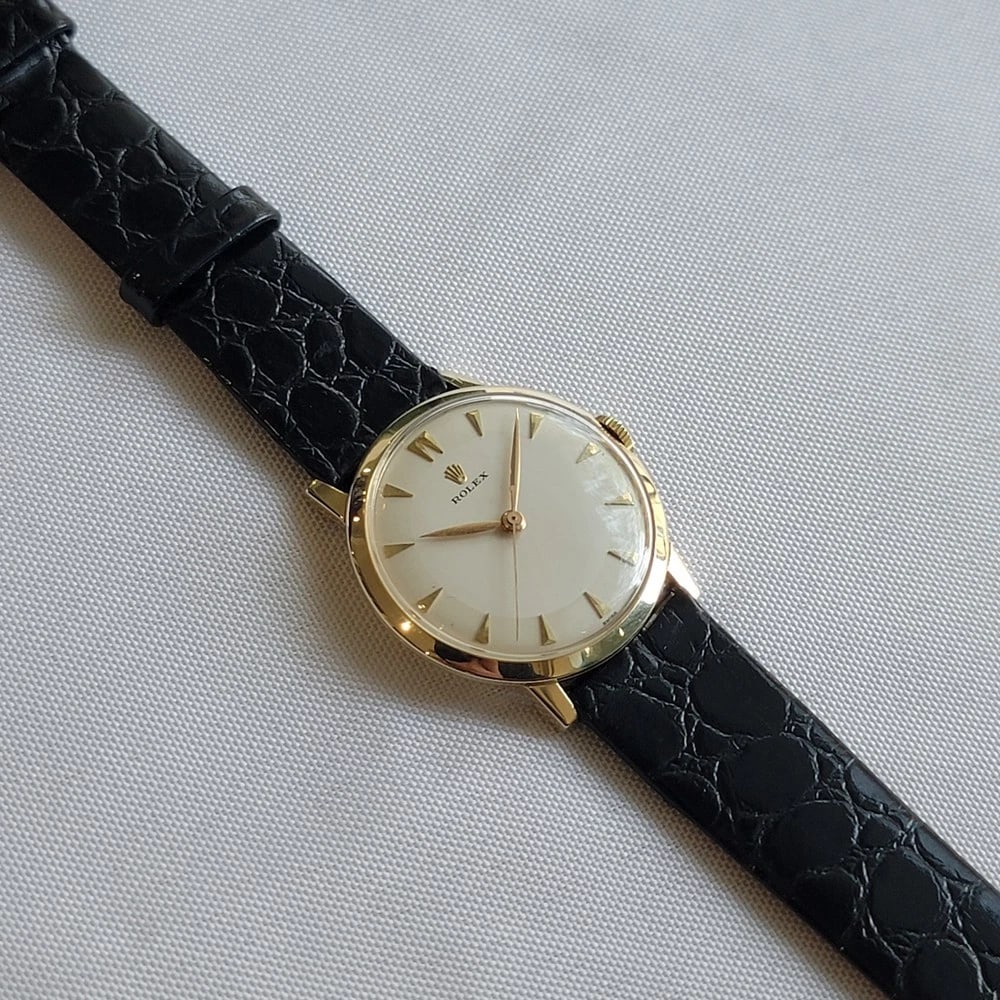 Rolex Precision 14k Solid Gold Mens Manual Wind Dress Watch 1950s Vintage RA709 - 7