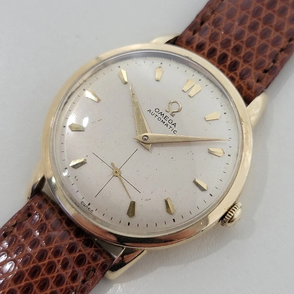 Omega cal 344 14k Gold Filled 32mm Mens 1950s Bumper Automatic Vintage RA581 - 3