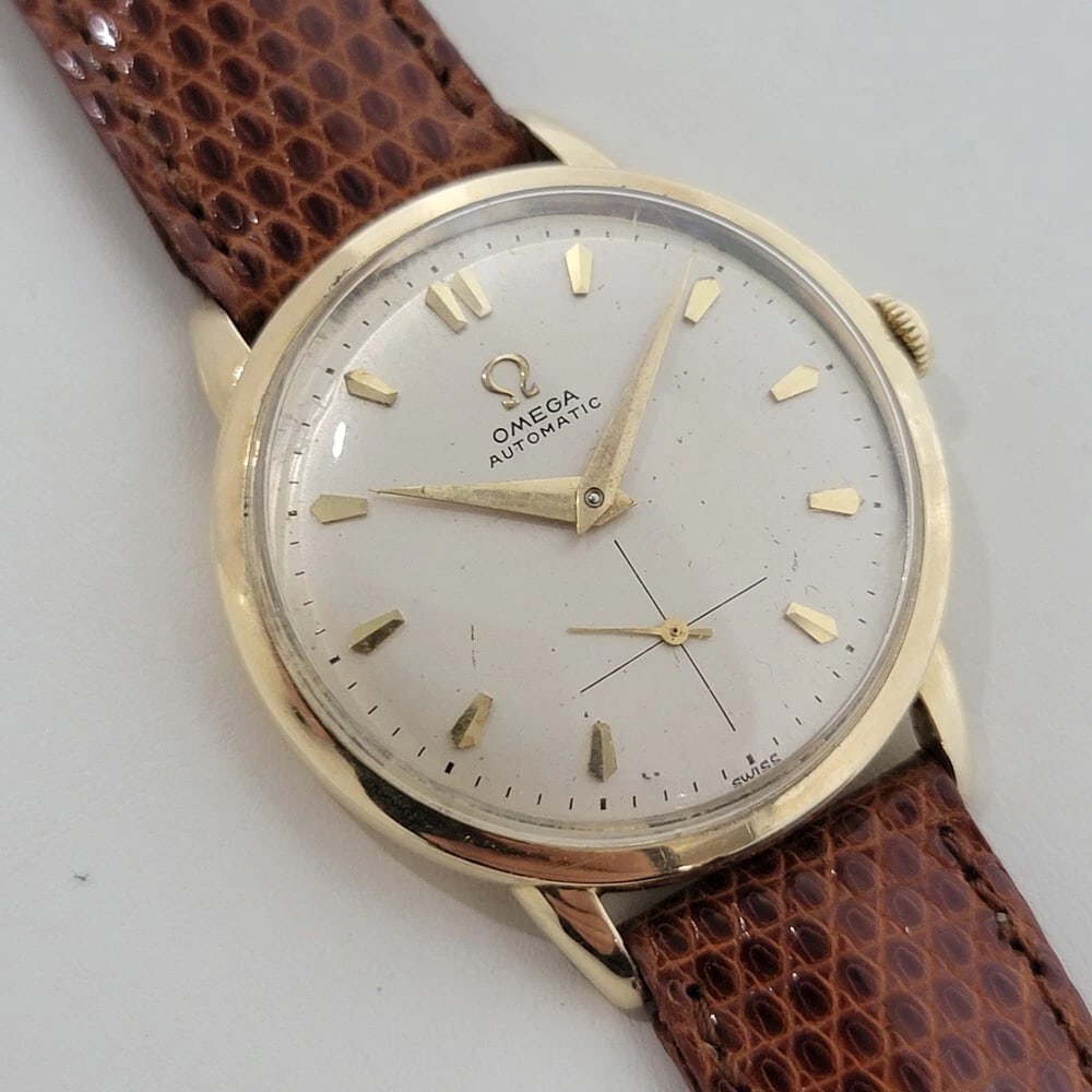 Omega cal 344 14k Gold Filled 32mm Mens 1950s Bumper Automatic Vintage RA581 - 4