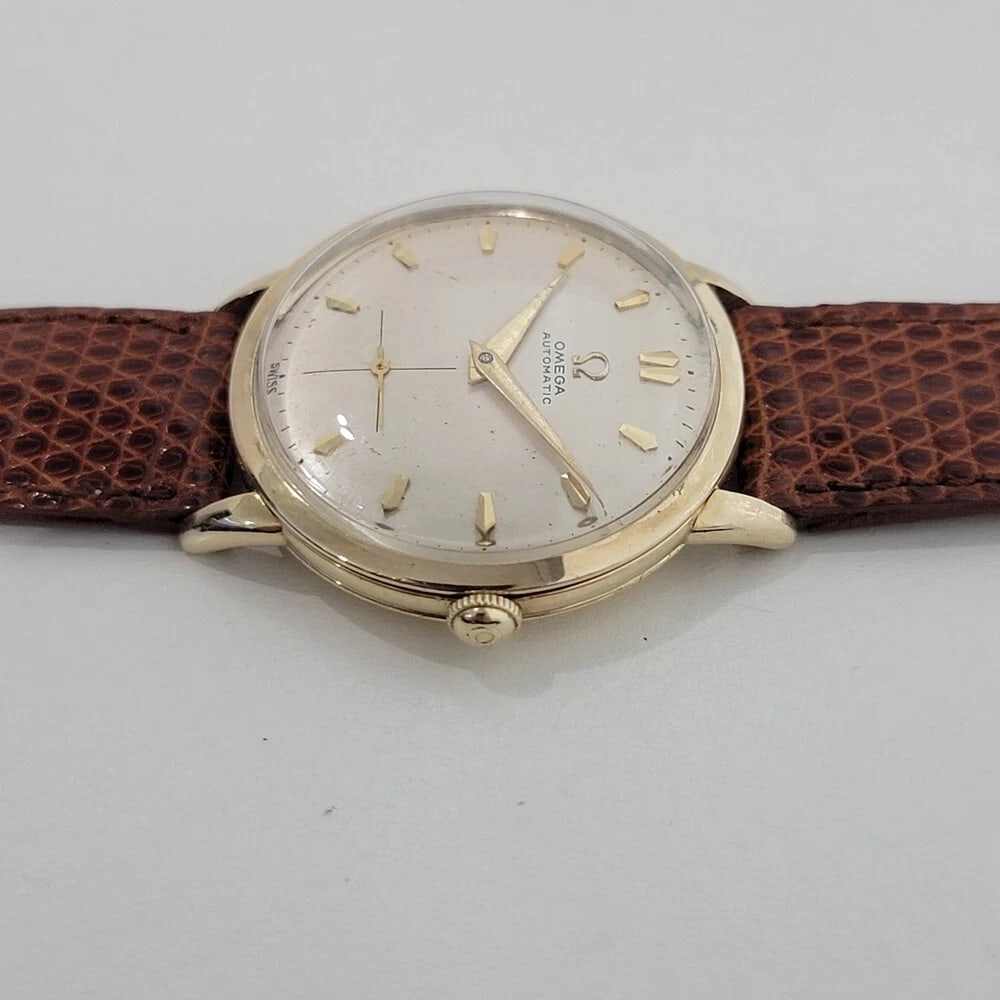 Omega cal 344 14k Gold Filled 32mm Mens 1950s Bumper Automatic Vintage RA581 - 5
