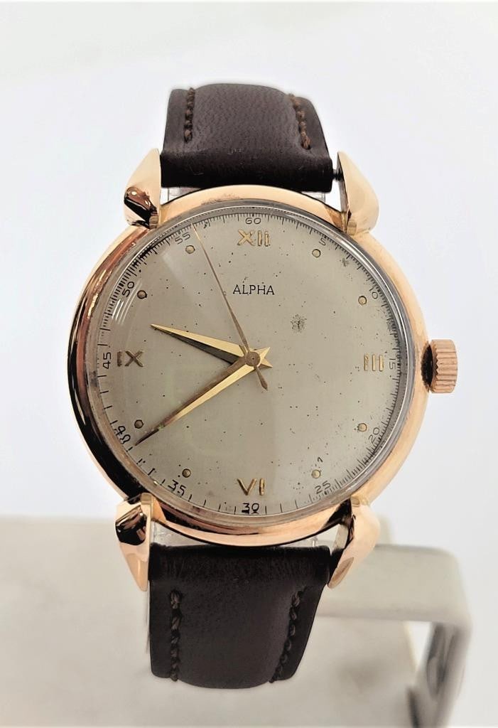 Vintage 18k Rose Gold ALPHA Winding Watch c.1950s Ref 8750* EXLNT* SERVICED - 2