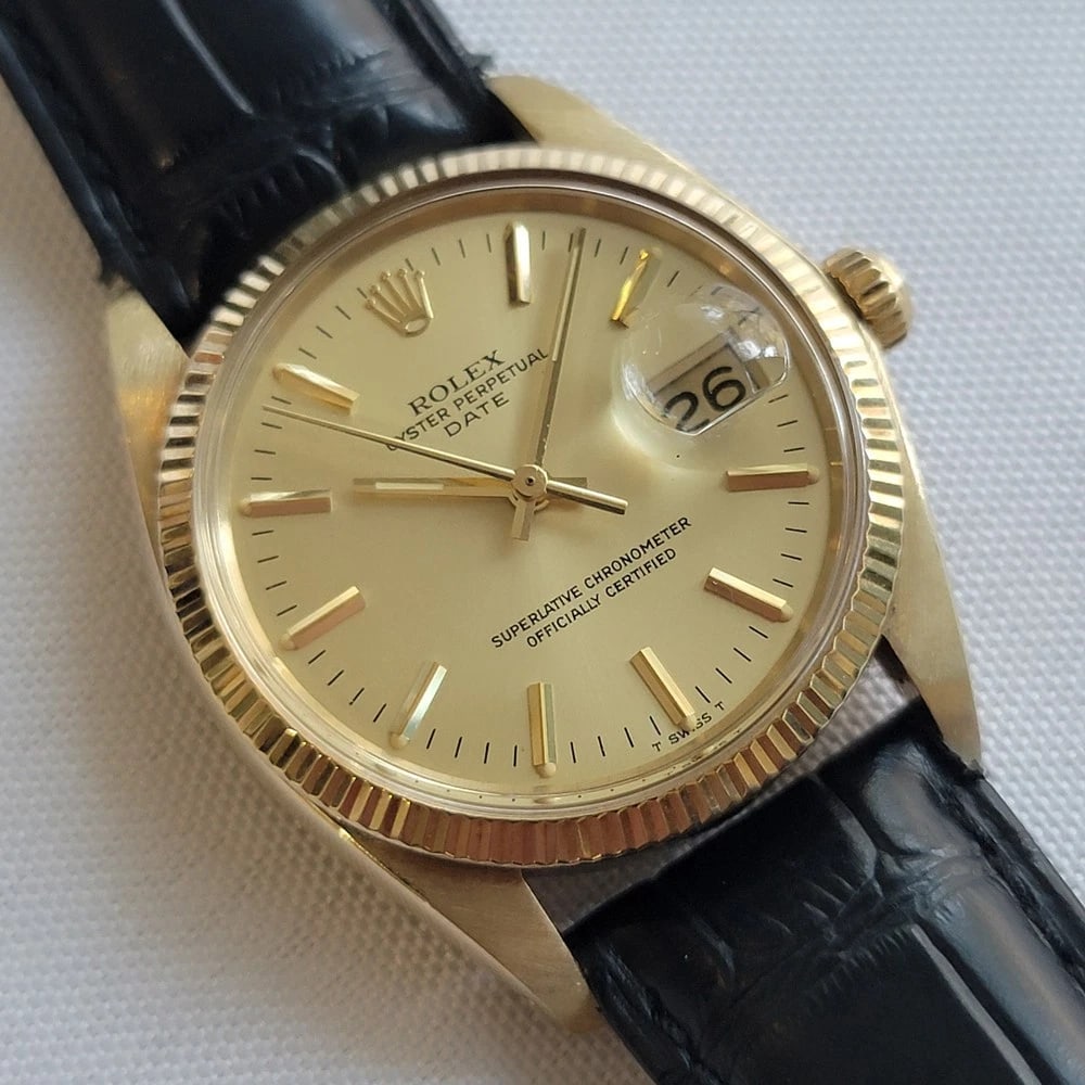 Rolex Oyster Perpetual Date 1503 34mm 14k Solid Gold Mens 1970s Automatic RA692 - 3