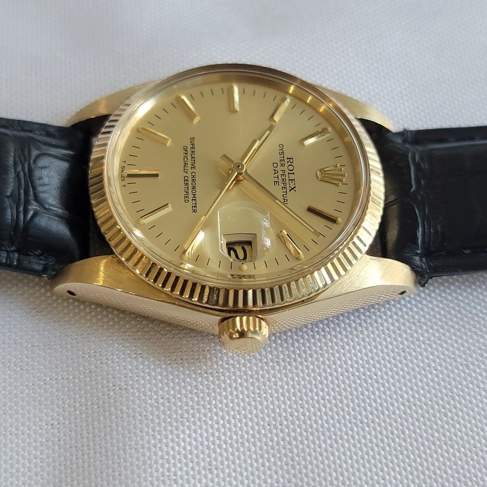 Rolex Oyster Perpetual Date 1503 34mm 14k Solid Gold Mens 1970s Automatic RA692 - 5