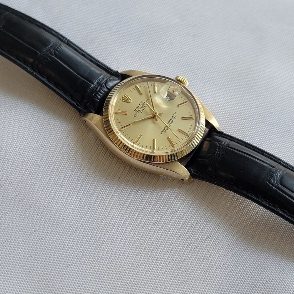Rolex Oyster Perpetual Date 1503 34mm 14k Solid Gold Mens 1970s Automatic RA692 - 7